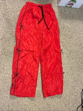 SHEIN Red Kids Jogger Pants with Black Trim